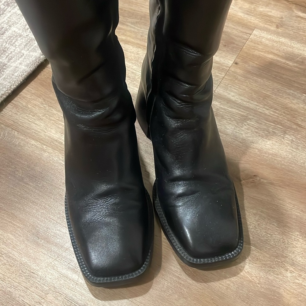 Limited Edition Zara Squared Heel Ankle Leather Boots - Picture 5 of 8